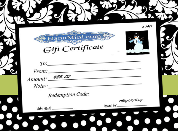 Gift Certificate #1 - $25.00